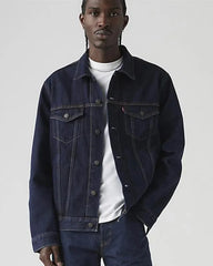 Custom cotton men's trucker jacket with Red Tab - Rinse 0134