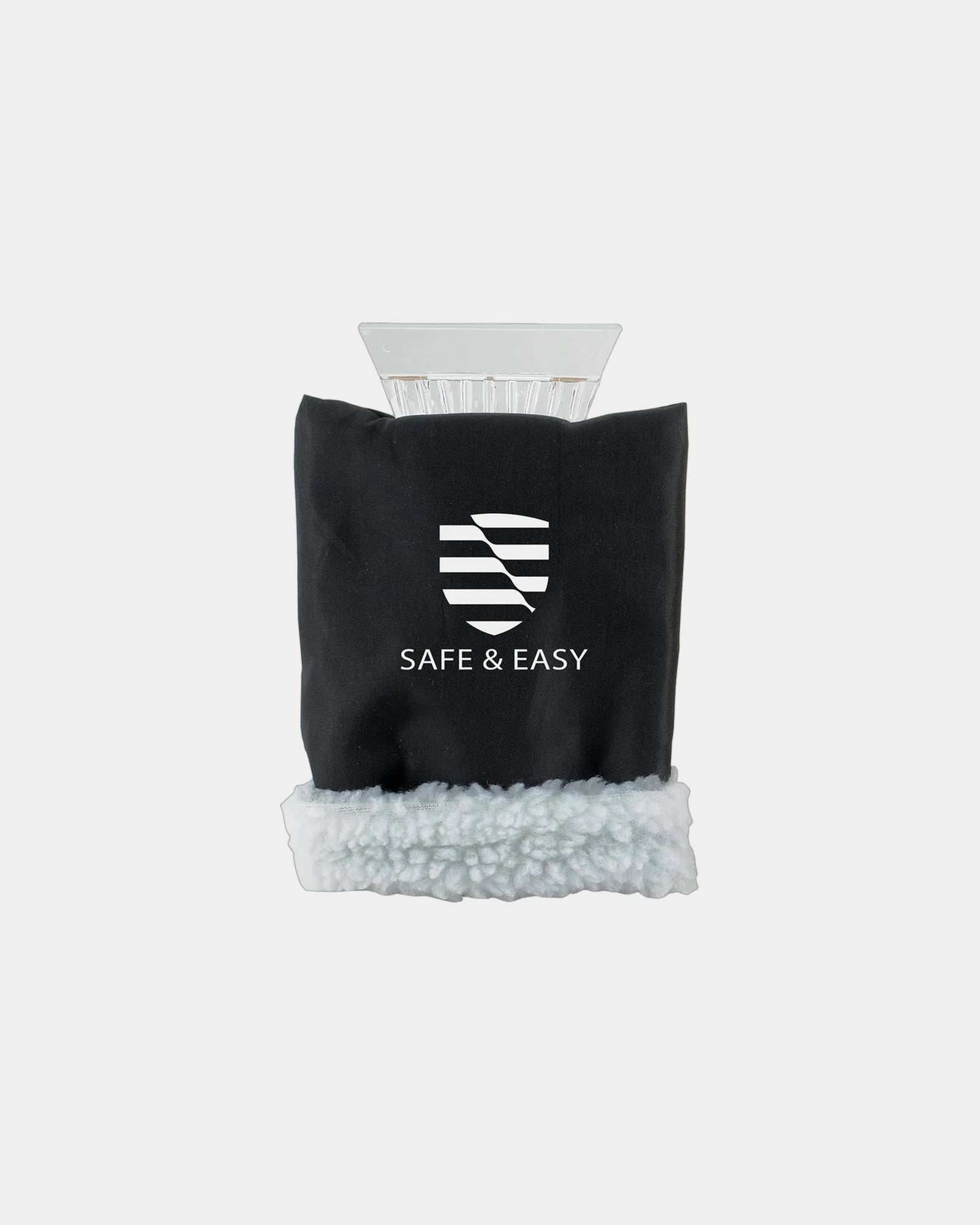 Custom ice scraper mitten with pile lining 9.5x6.5 - Black