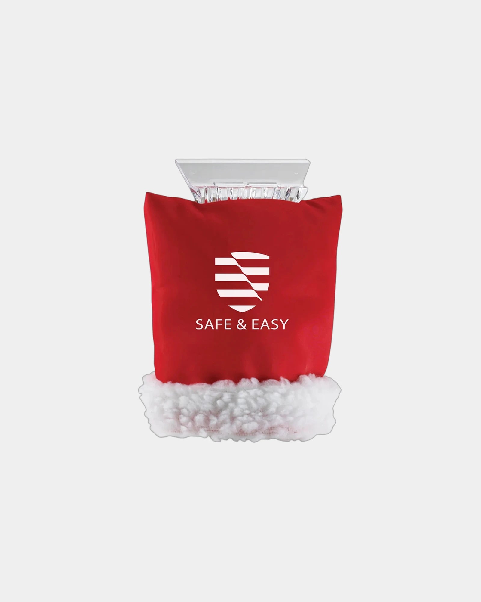 Custom ice scraper mitten with pile lining 9.5x6.5 - Red