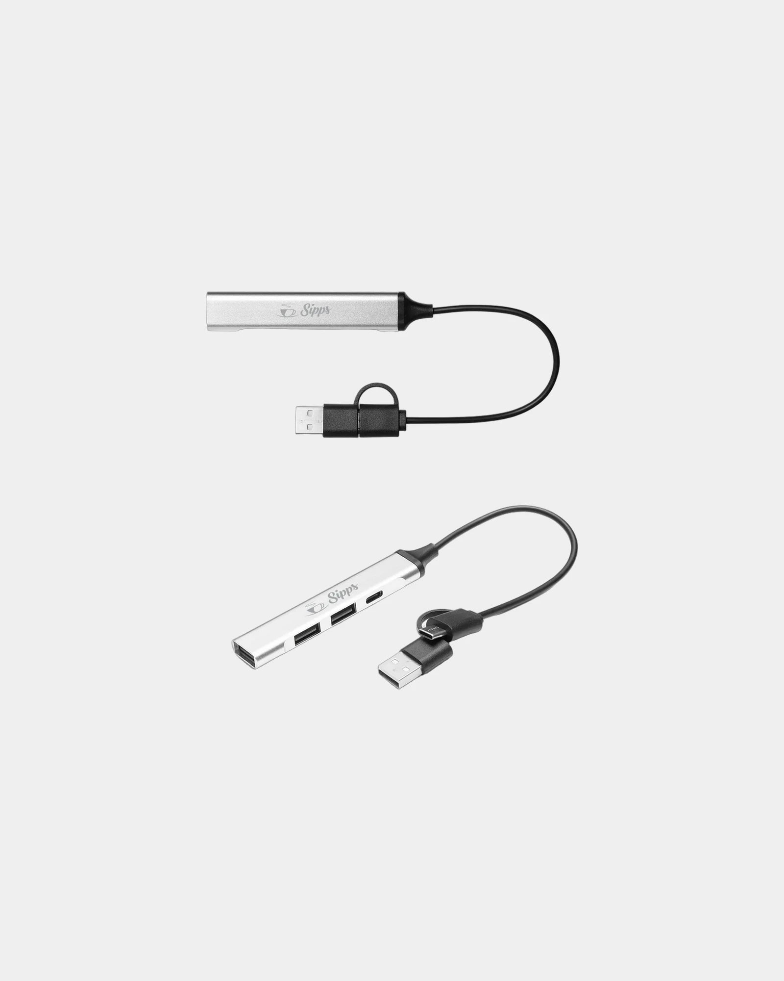 Custom aluminum USB-C hub adapter with 4 ports - Silver