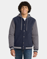 Custom insulated letterman jacket Sport-Tek quilted - True Navy/ Vintage Heather