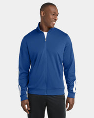 Custom polyester tricot Sport-Tek track jacket - True Royal/ White