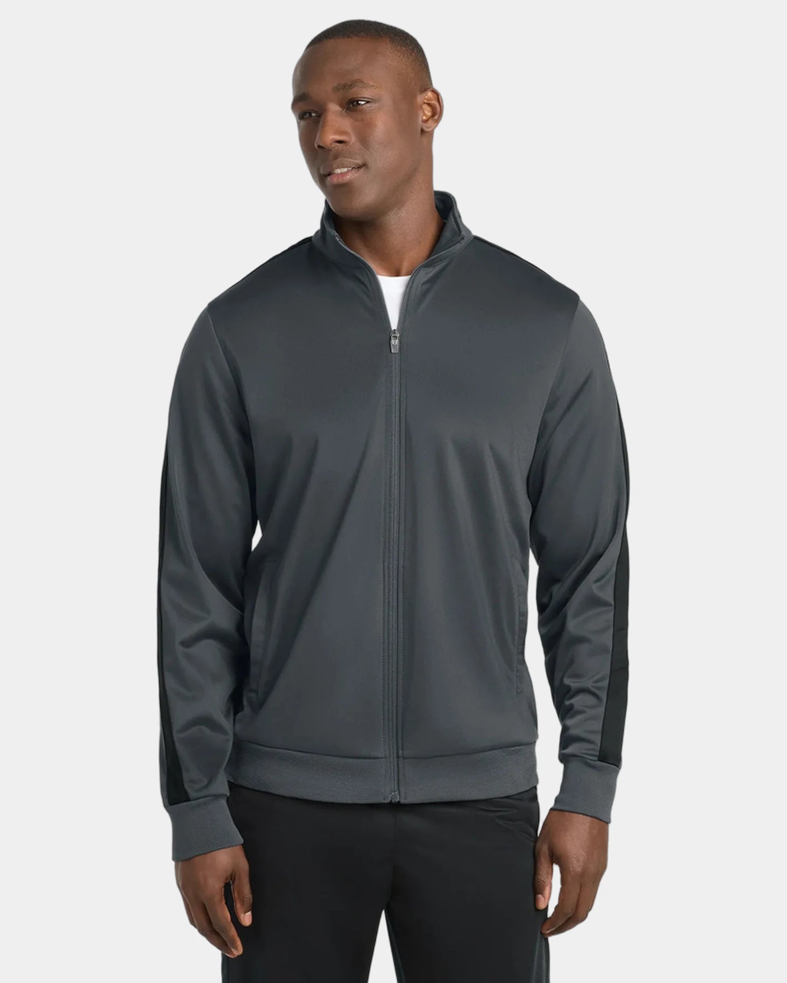 Custom polyester tricot Sport-Tek track jacket - Graphite/ Black
