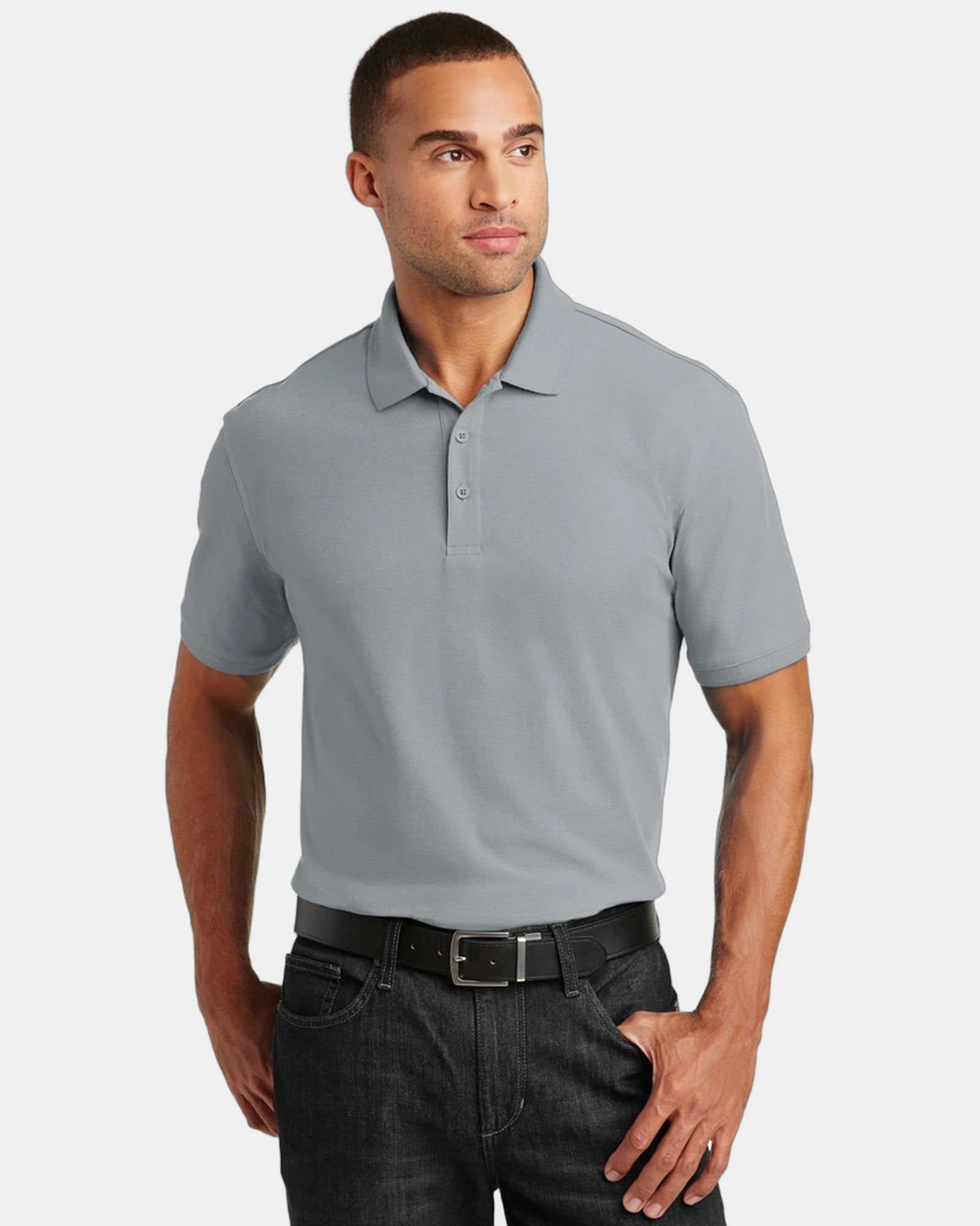 Custom pique polo Port Authority Core Classic - Gusty Grey