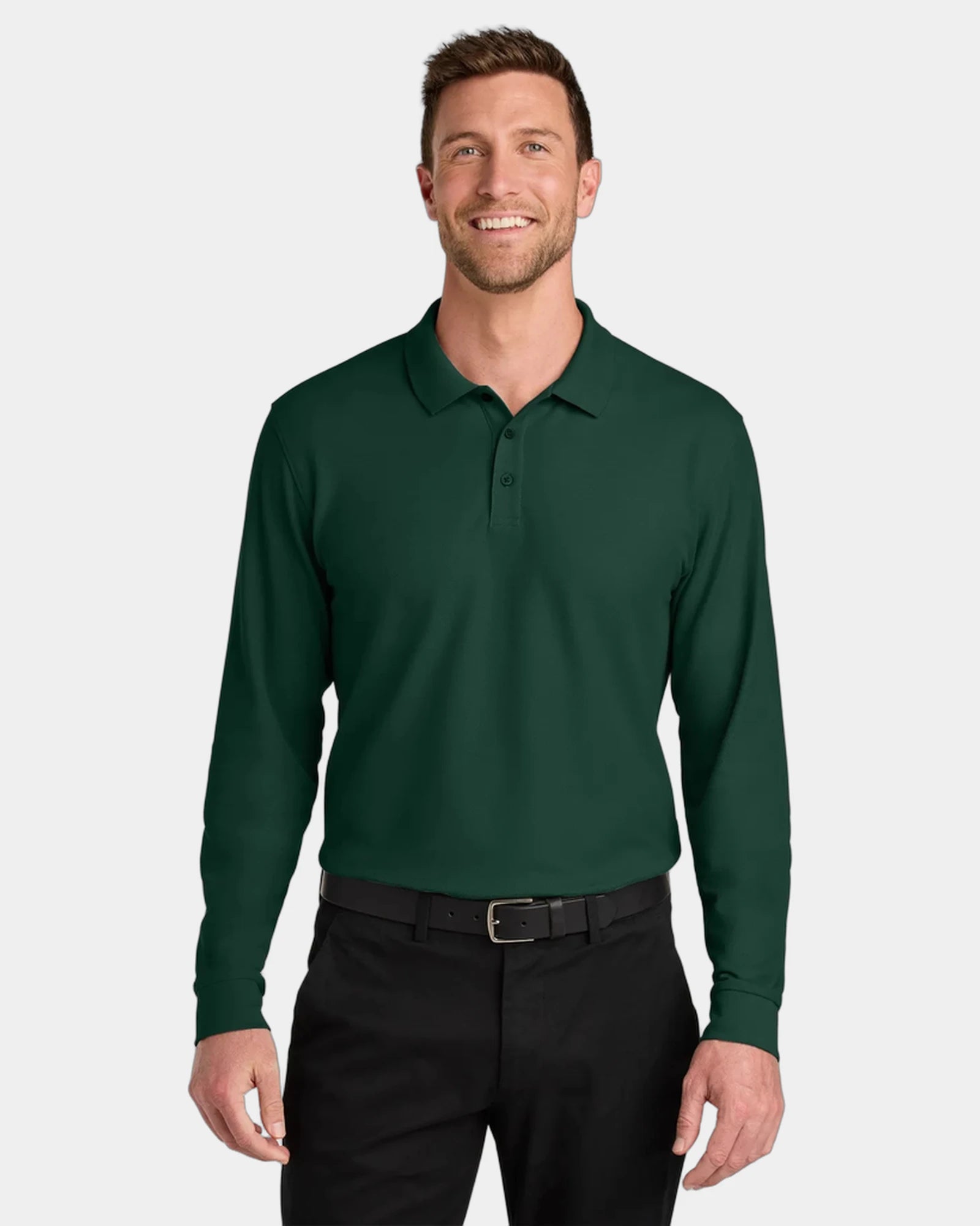 Custom pique polo Port Authority Wearever long sleeve - Dark Green