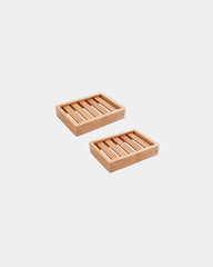 Custom bamboo soap dish gift set with 4 oz bar - Brown