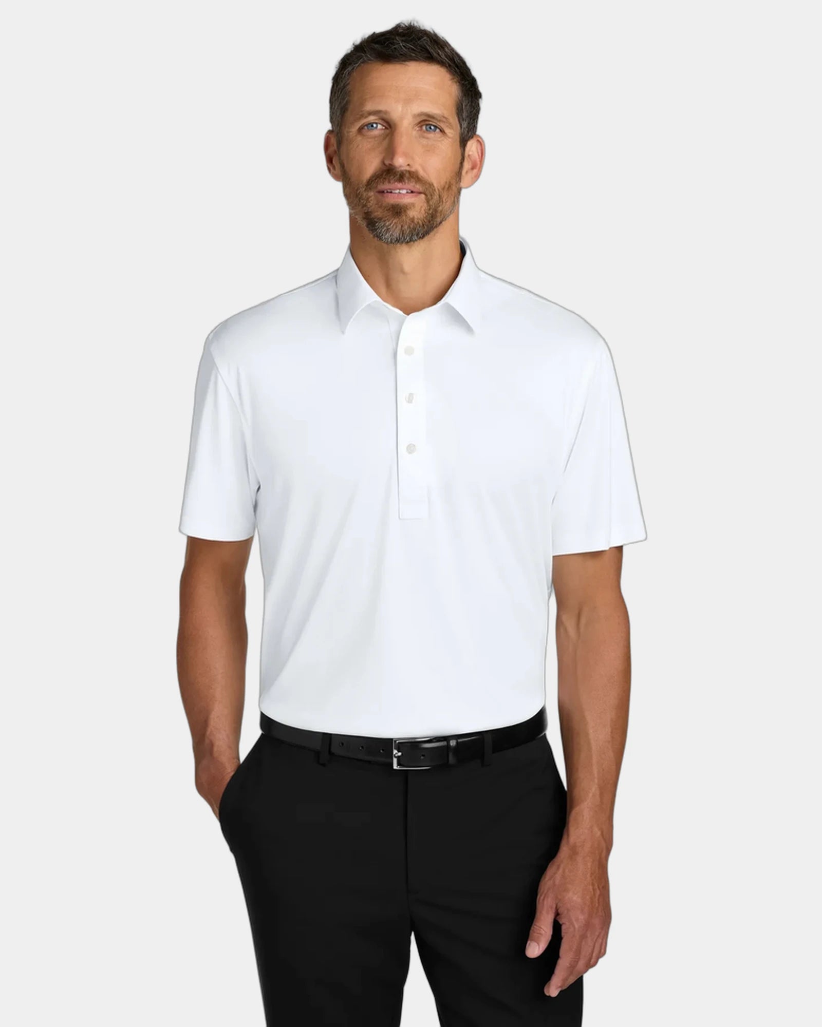 Custom polyester polo Port Authority Shirt Collar Polo - White