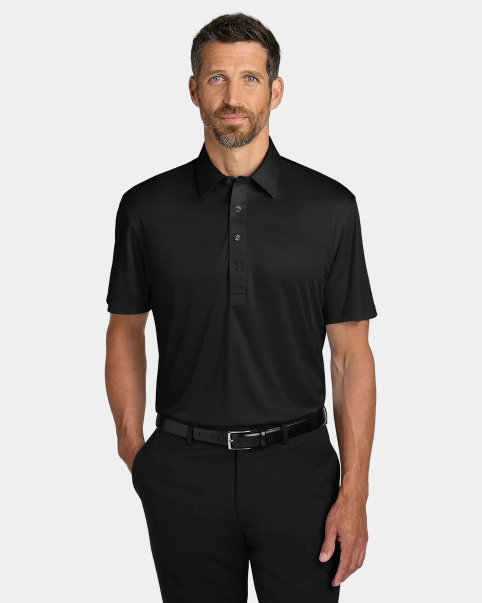 Custom polyester polo Port Authority Shirt Collar Polo - Deep Black