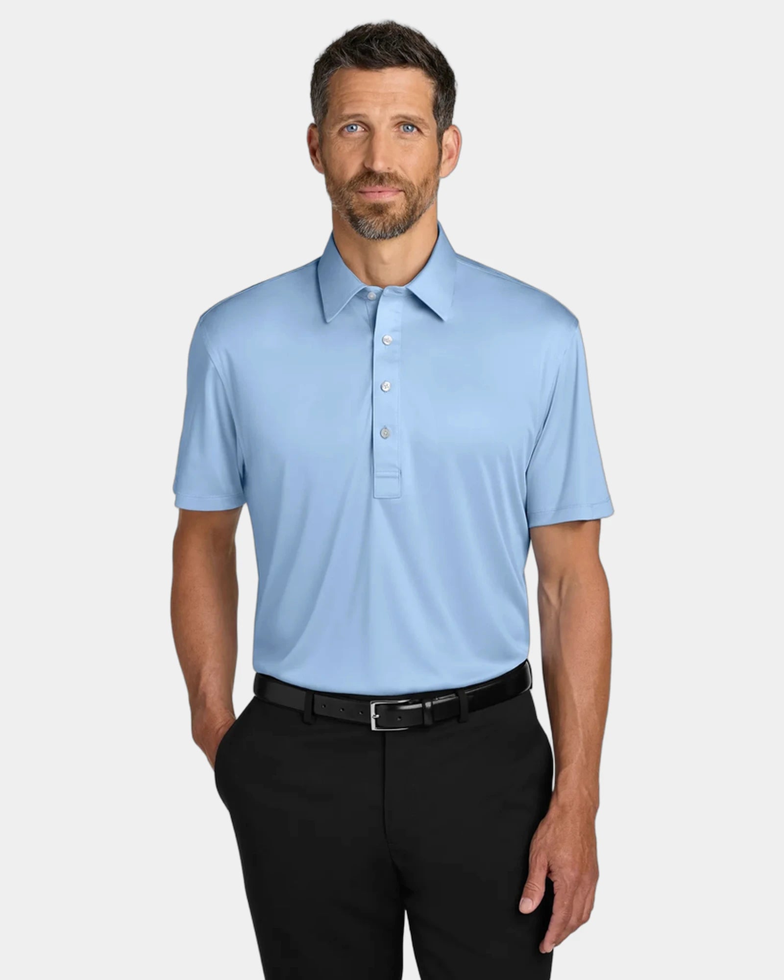 Custom polyester polo Port Authority Shirt Collar Polo - Cloud Blue