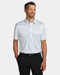 Custom polyester polo Port Authority Shirt Collar Polo - Black/ Carolina Blue Check