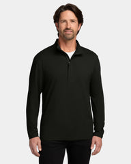 Custom stretch 1/4-zip Port Authority Fairway pullover - Deep Black
