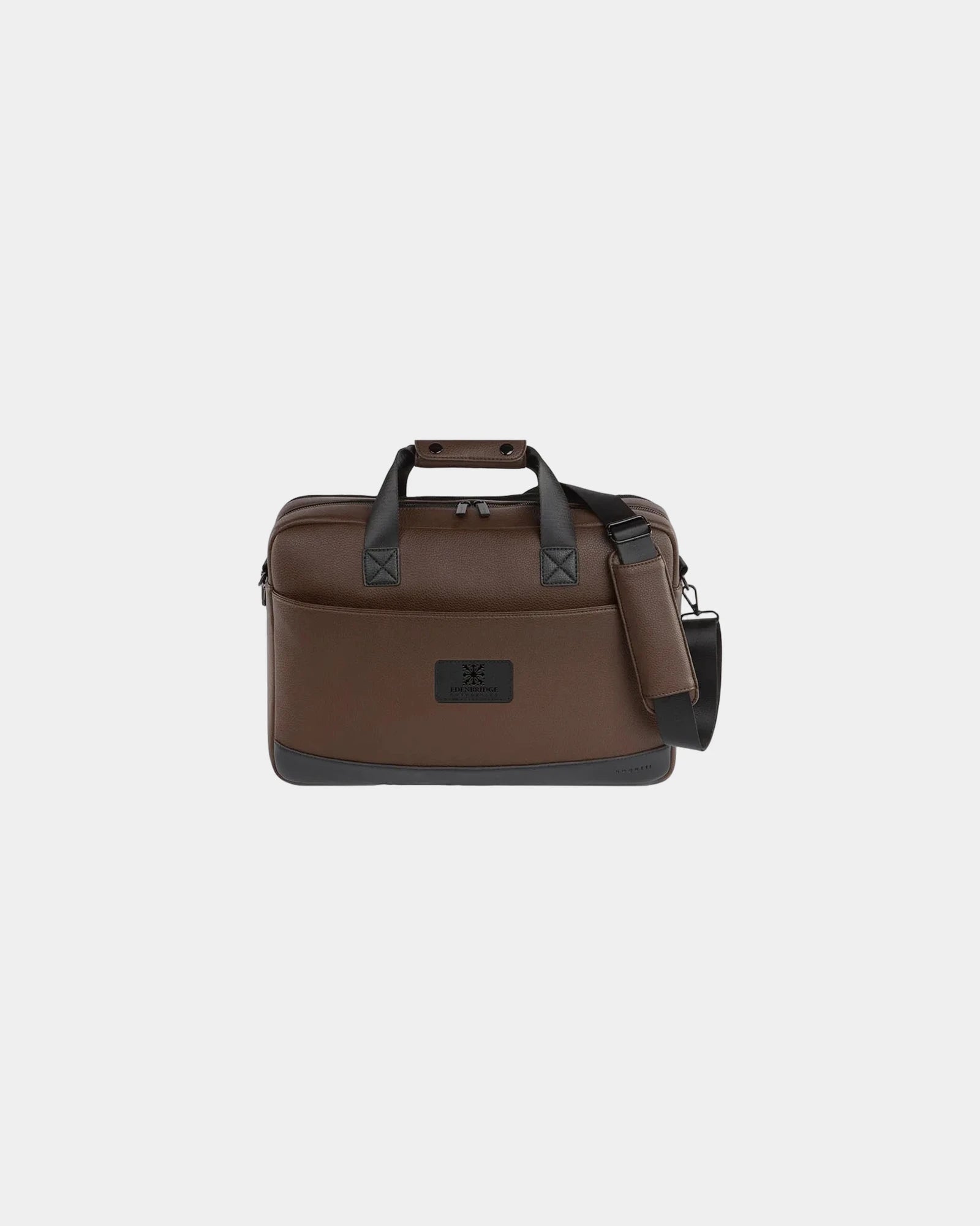 Custom vegan leather briefcase with 15.6" laptop pocket - Brown