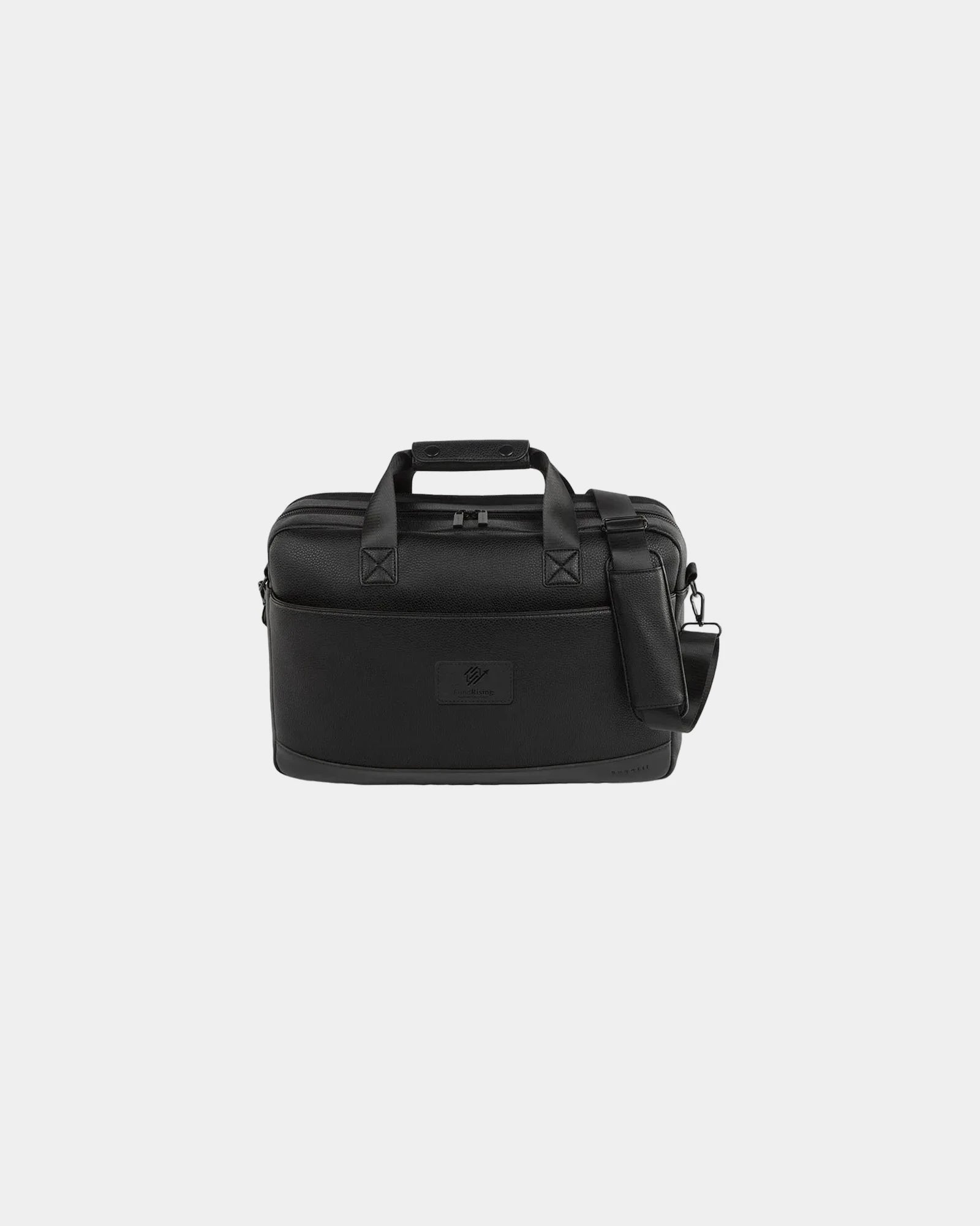 Custom vegan leather briefcase with 15.6" laptop pocket - Black