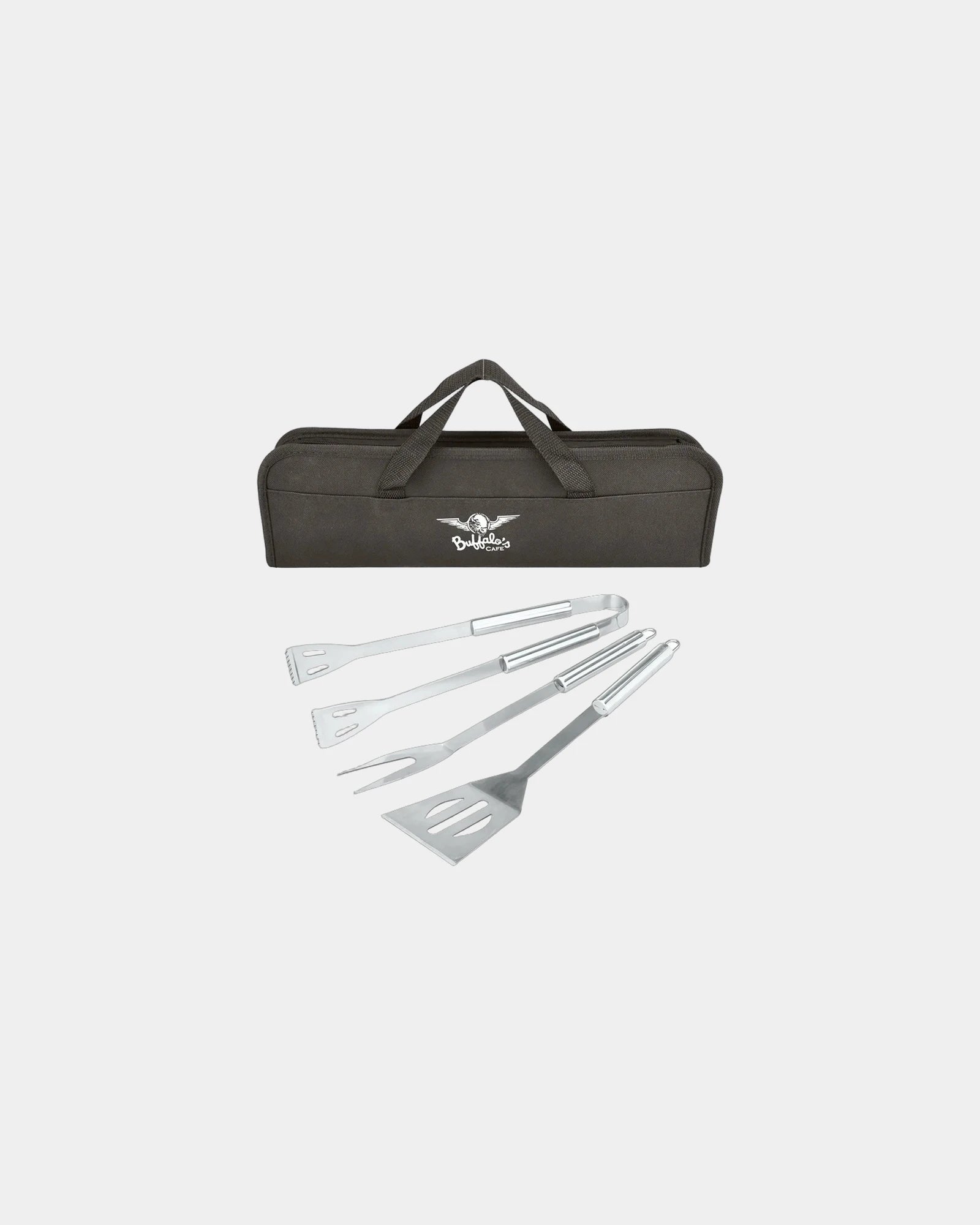 Custom stainless steel 3-piece BBQ set with case - Black