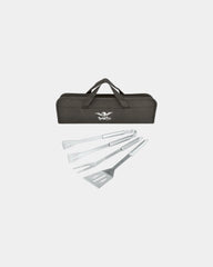Custom stainless steel 3-piece BBQ set with case - Black