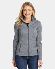Custom Port Authority women's Digi Stripe fleece jacket - Grey