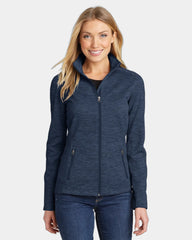 Custom Port Authority women's Digi Stripe fleece jacket - Navy