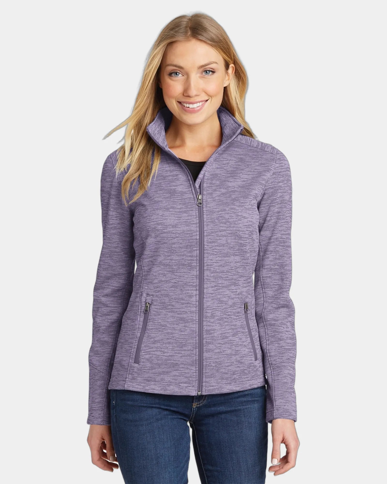 Custom Port Authority women's Digi Stripe fleece jacket - Purple