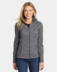 Custom Port Authority women's Digi Stripe fleece jacket - Black