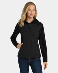 Custom hooded Port Authority women's soft shell jacket - Black
