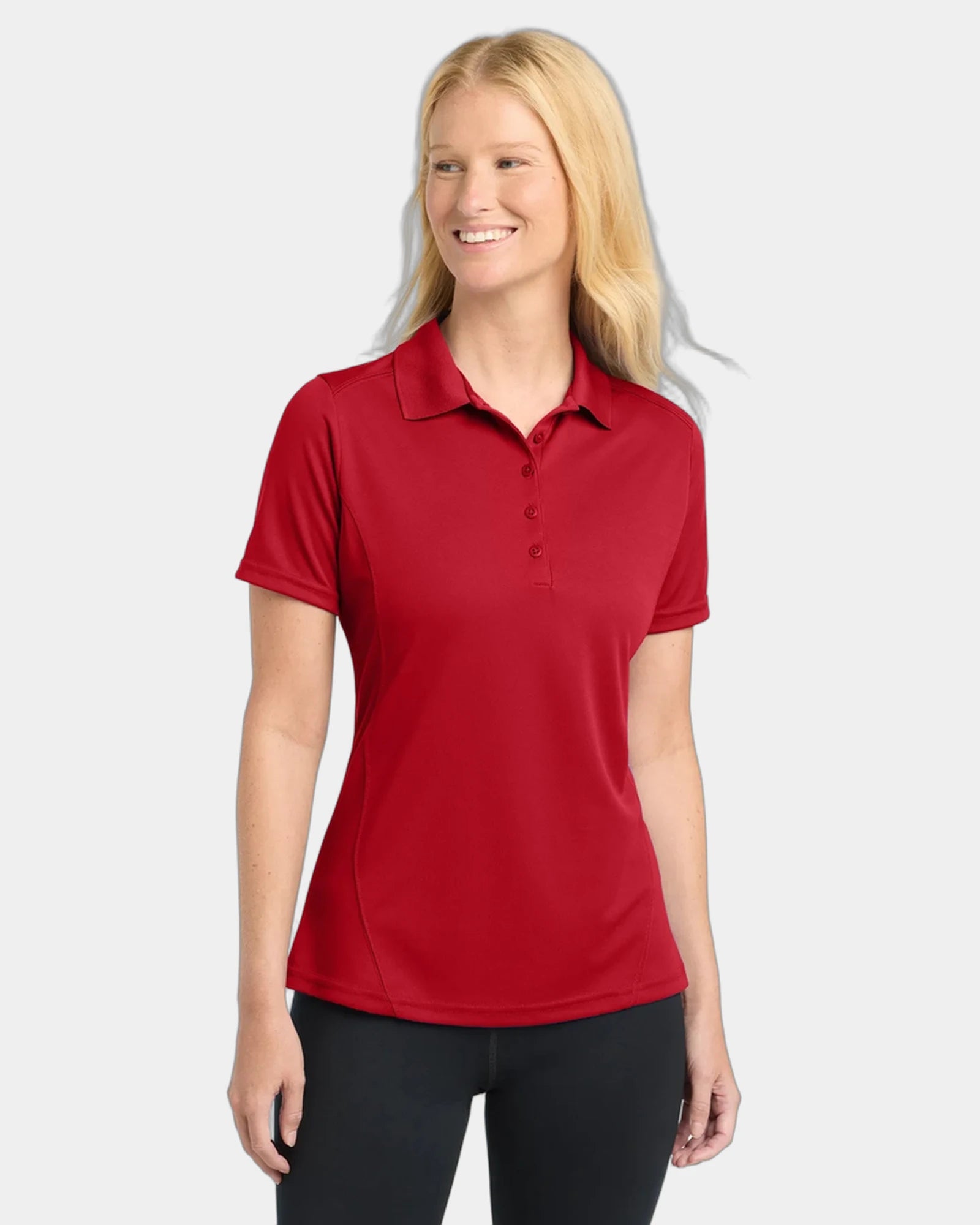 Custom polyester polo Sport-Tek Dry Zone Raglan Accent - True Red