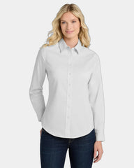 Custom Port Authority women's long sleeve Easy Care shirt - White/ Light Stone