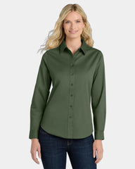 Custom Port Authority women's long sleeve Easy Care shirt - Clover Green