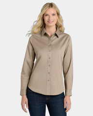 Custom Port Authority women's long sleeve Easy Care shirt - Stone