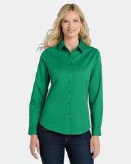 Custom Port Authority women's long sleeve Easy Care shirt - Court Green