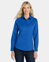 Custom Port Authority women's long sleeve Easy Care shirt - Strong Blue