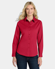 Custom Port Authority women's long sleeve Easy Care shirt - Red/ Light Stone