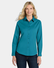 Custom Port Authority women's long sleeve Easy Care shirt - Teal Green