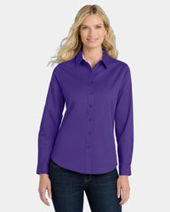 Custom Port Authority women's long sleeve Easy Care shirt - Purple/ Light Stone