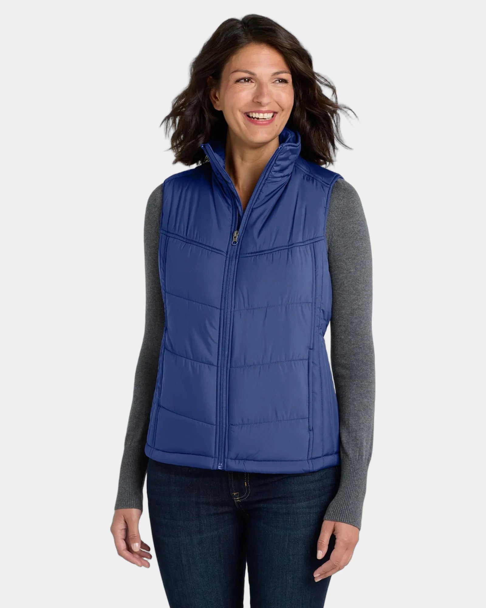Custom water-resistant Port Authority puffy vest - Mediterranean Blue