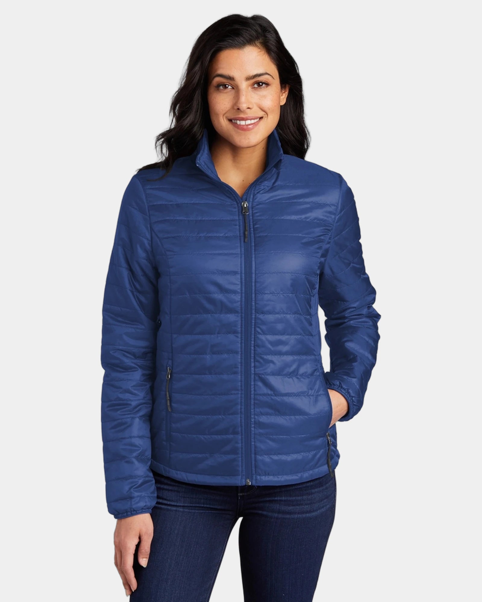 Custom Port Authority Packable Puffy Jacket for Women - Cobalt Blue