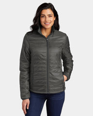 Custom Port Authority Packable Puffy Jacket for Women - Sterling Grey/ Graphite