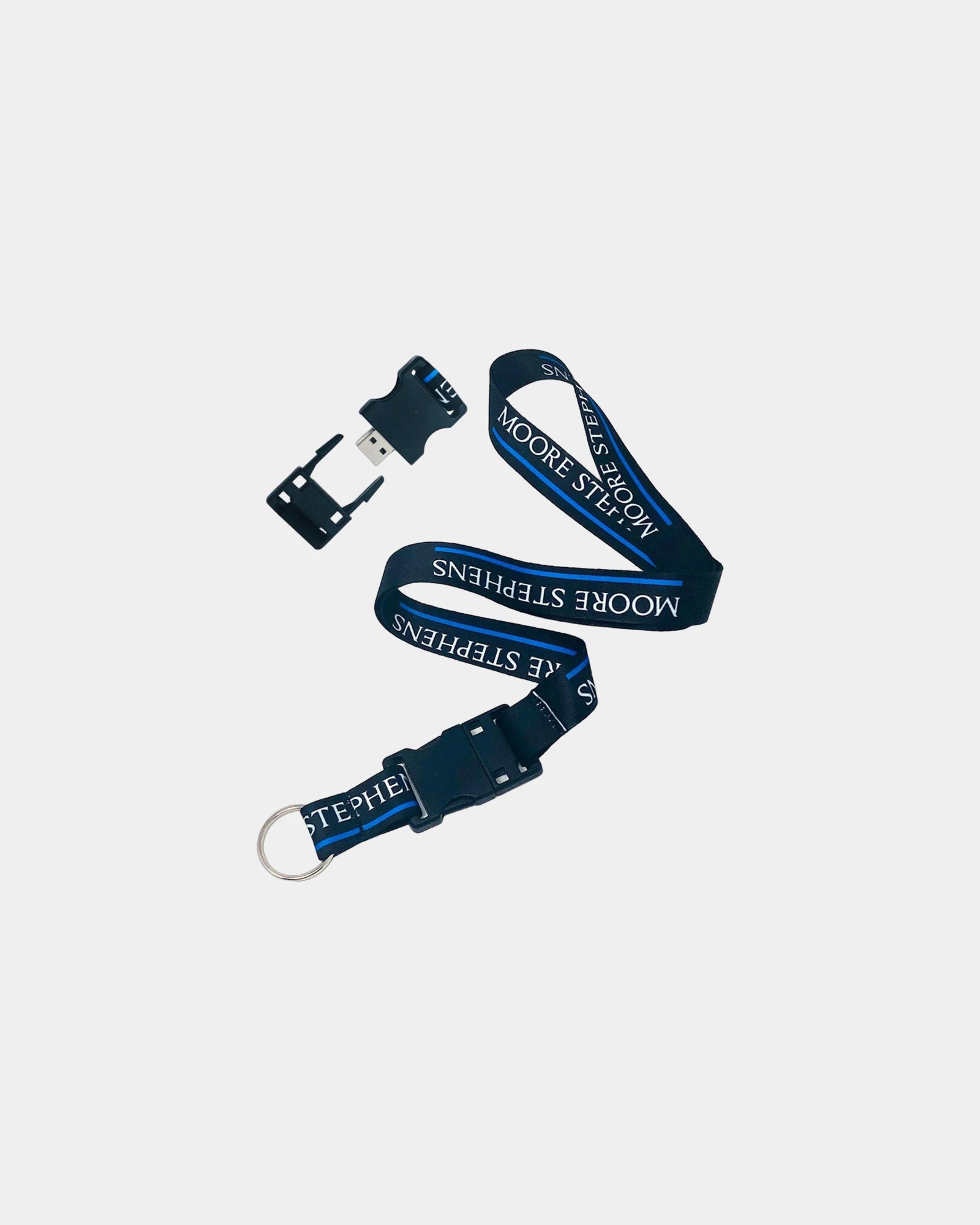 Custom polyester lanyard with USB flash drive 3/4" - Navy Blue