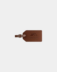 Custom recycled leather luggage tag with ID window - Tan