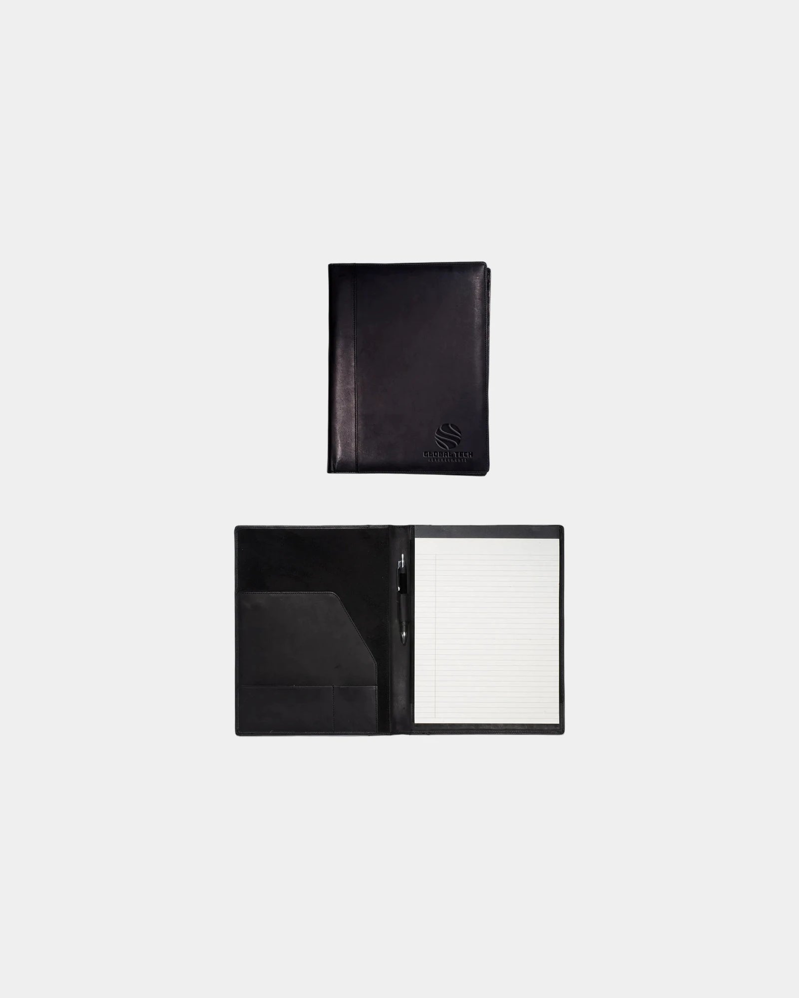 Custom suede leather junior portfolio with notepad - Black