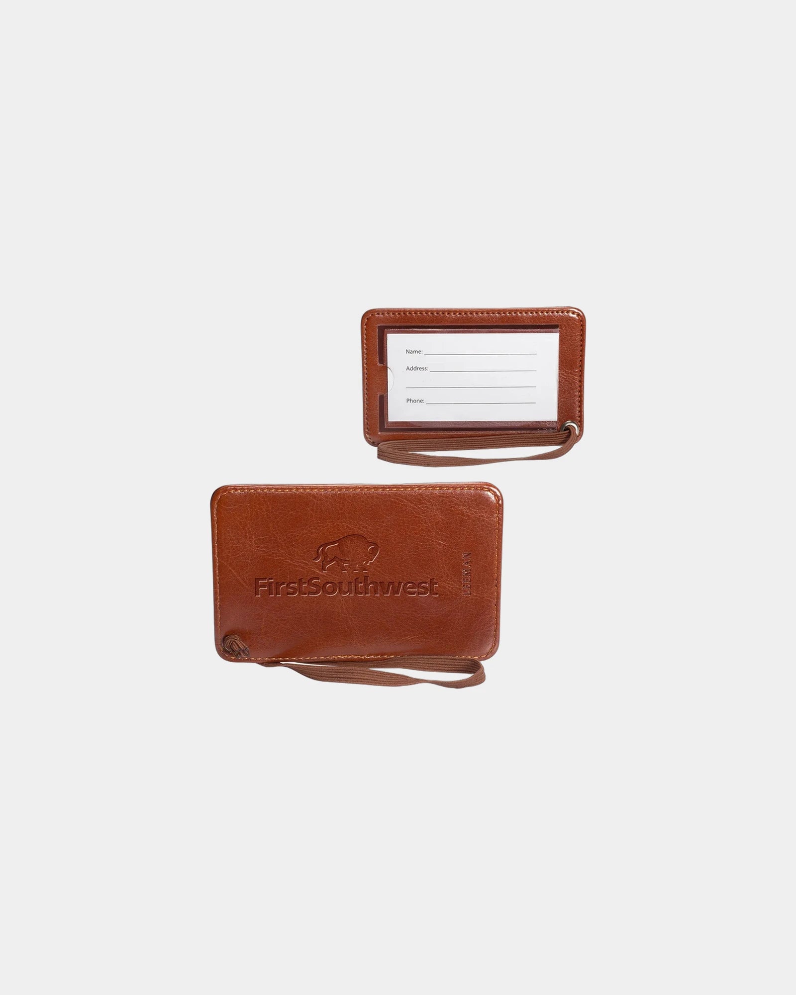 Custom PU luggage tag with clear display window - Tan