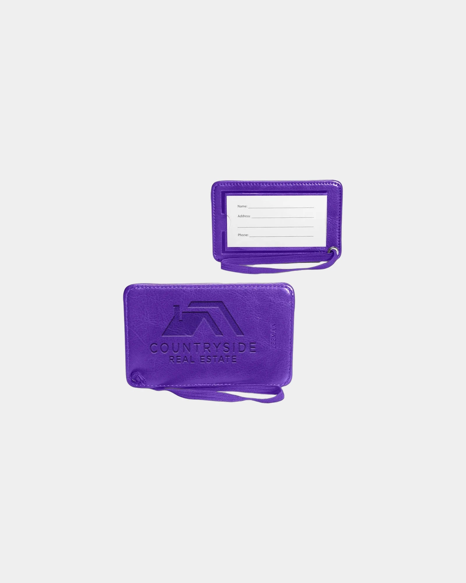 Custom PU luggage tag with clear display window - Purple