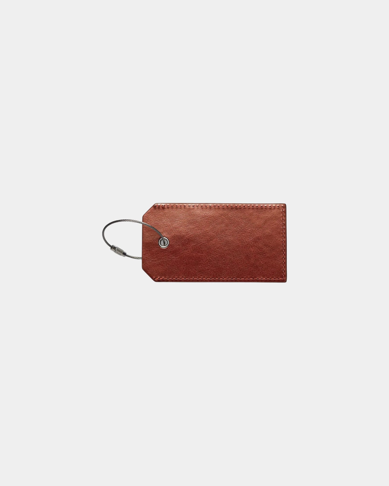 Custom PU luggage tag with steel cable and ID window - Tan