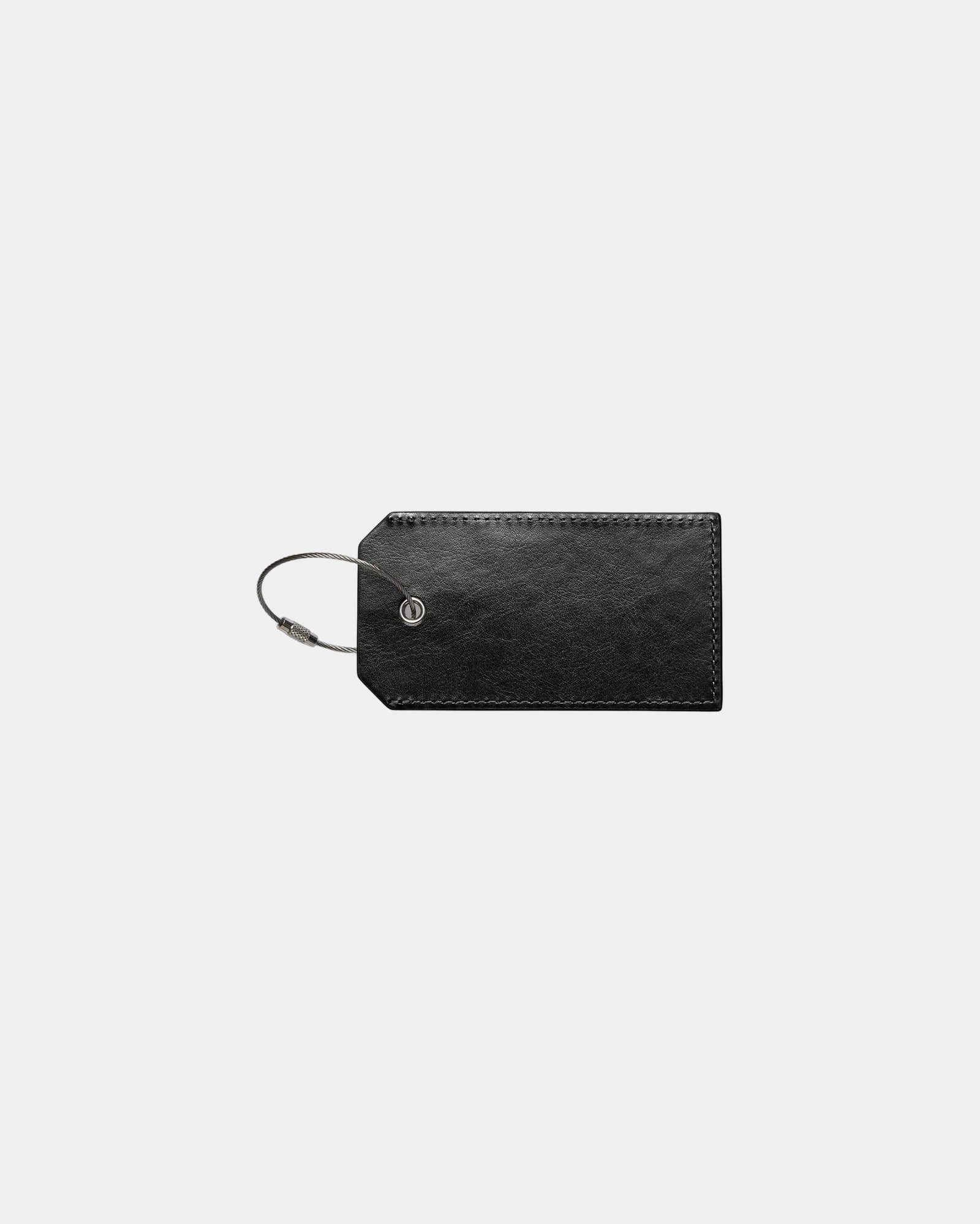 Custom PU luggage tag with steel cable and ID window - Black