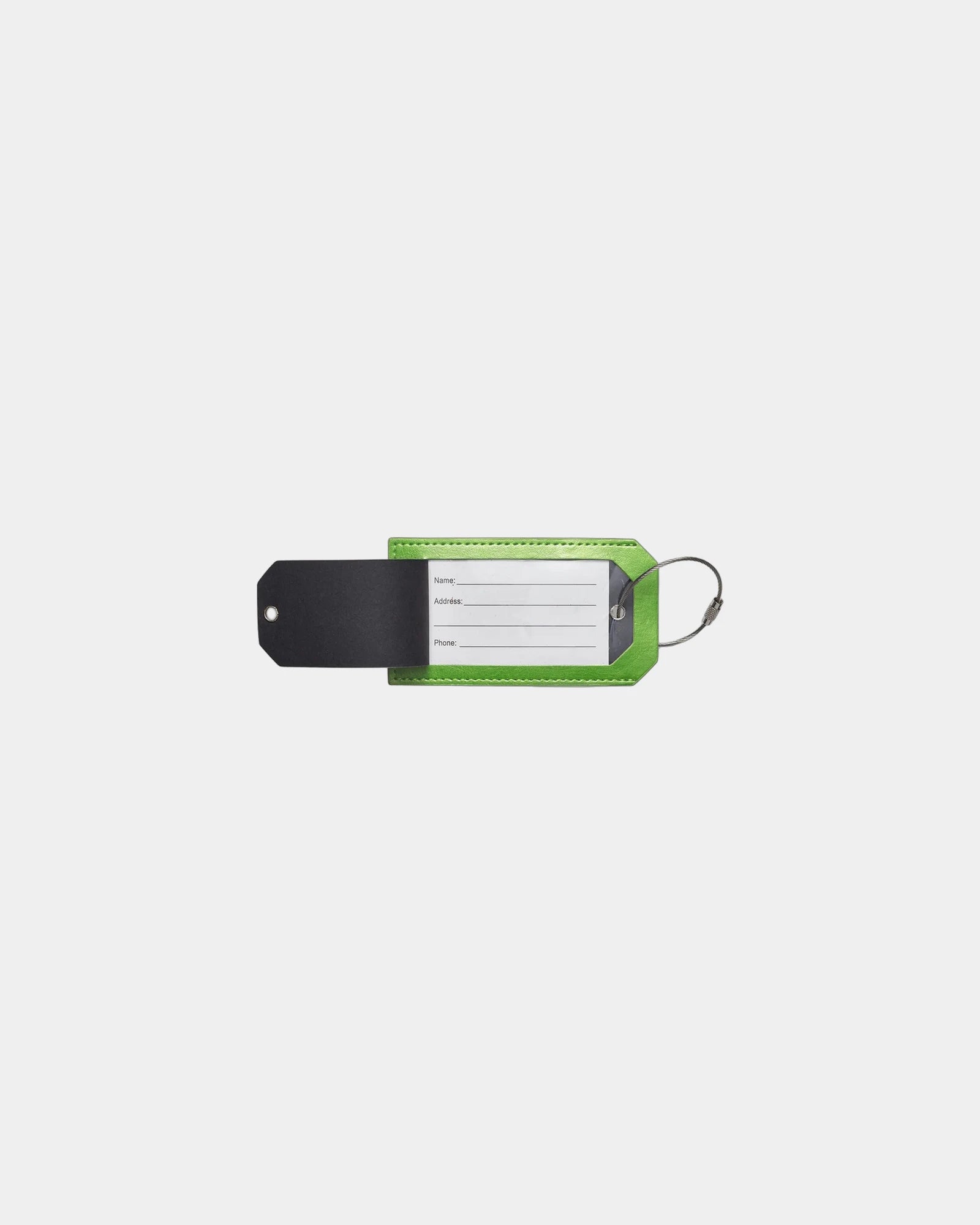 Custom PU luggage tag with steel cable and ID window - Green-Lime