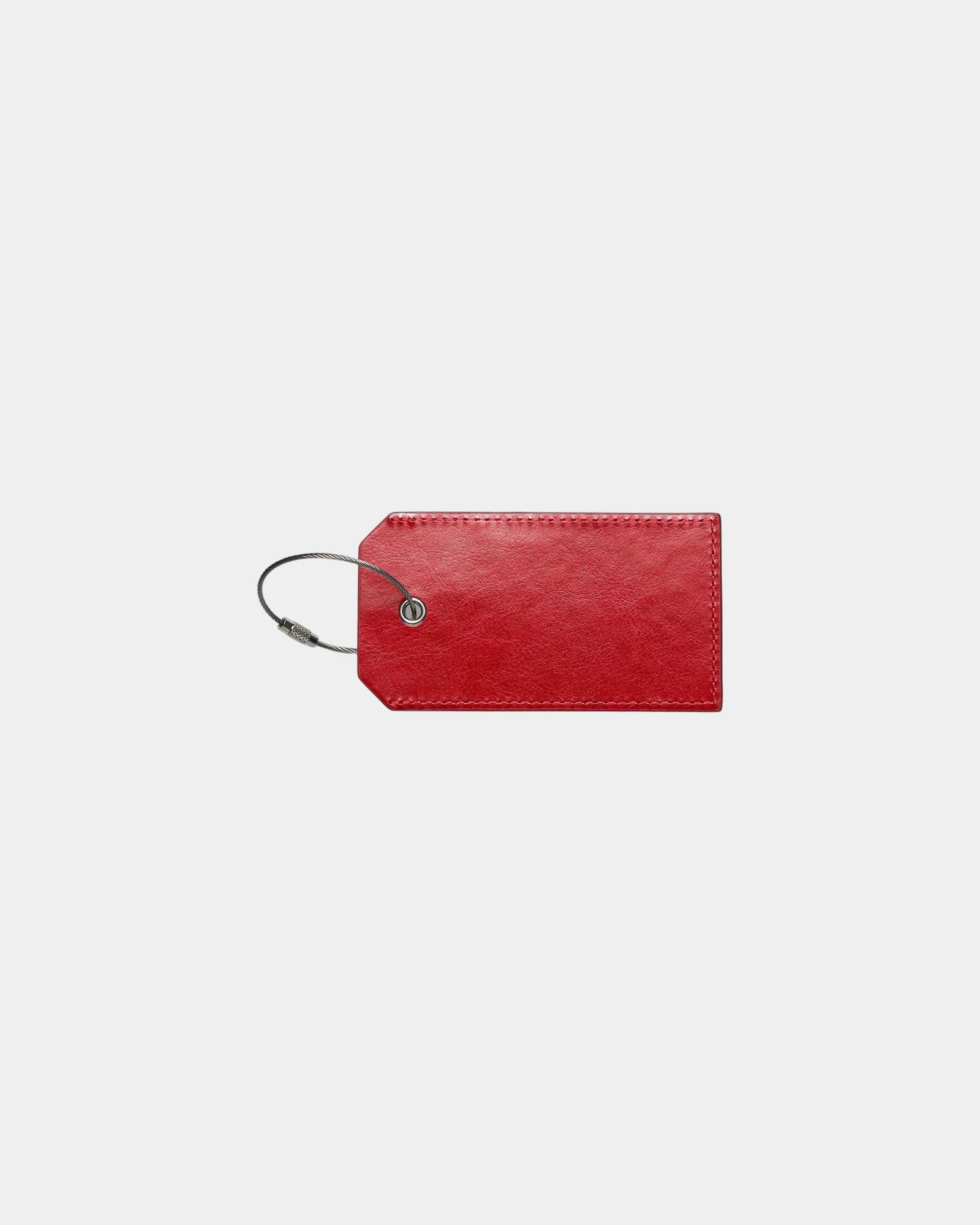 Custom PU luggage tag with steel cable and ID window - Red