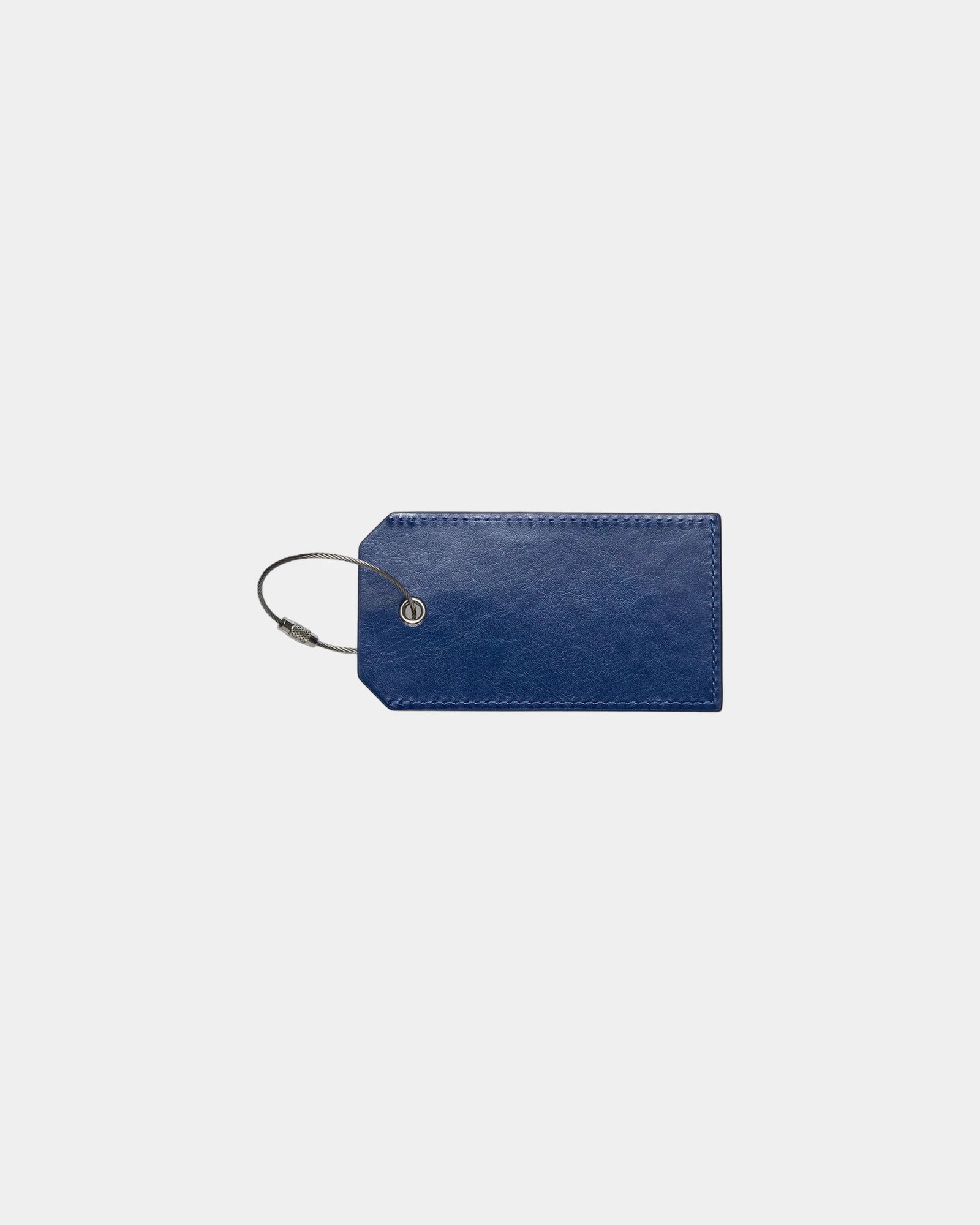Custom PU luggage tag with steel cable and ID window - Blue-Navy