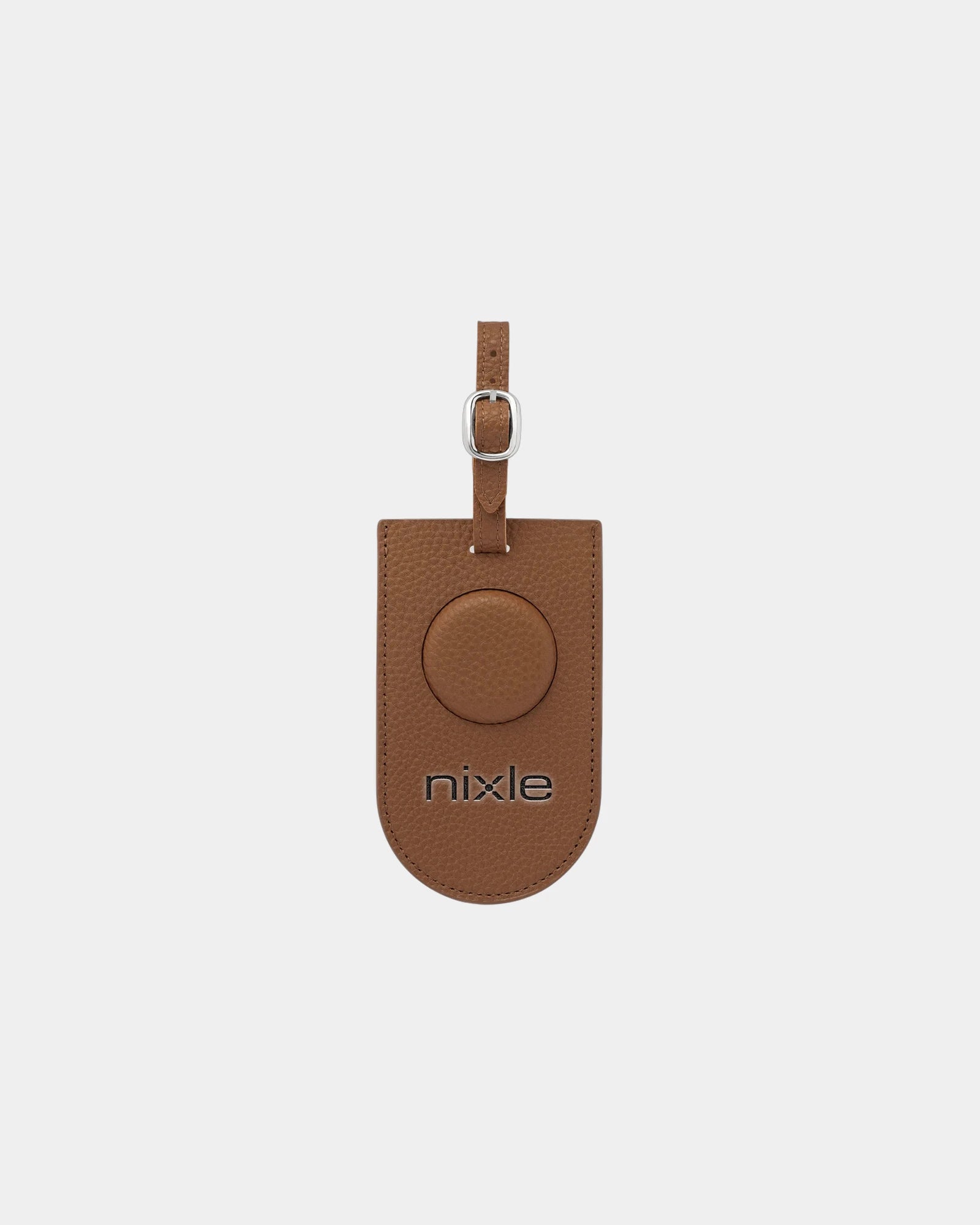 Custom PU AirTag luggage tag with pebble grain finish - Tan
