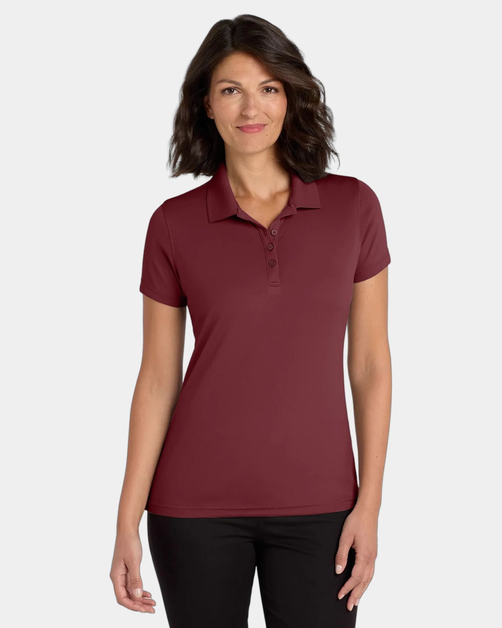 Custom UV-protection polo Port Authority Dry Zone women's - Burgundy