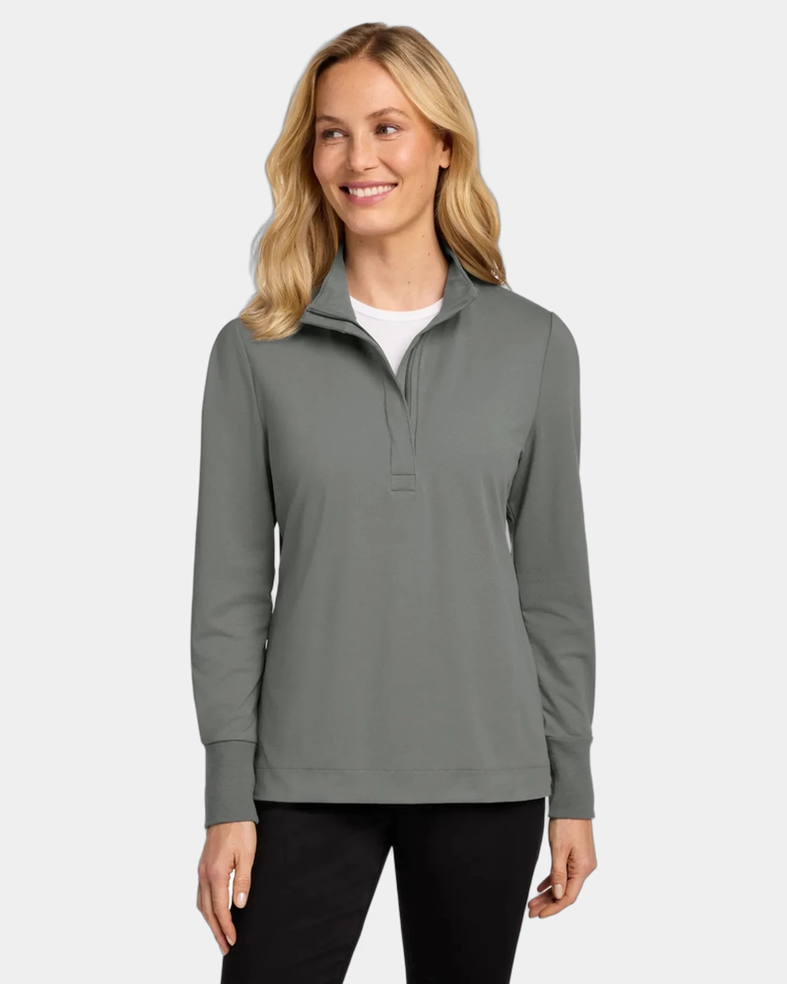 Custom stretch cotton Port Authority Fairway 1/4-zip - Shadow Grey