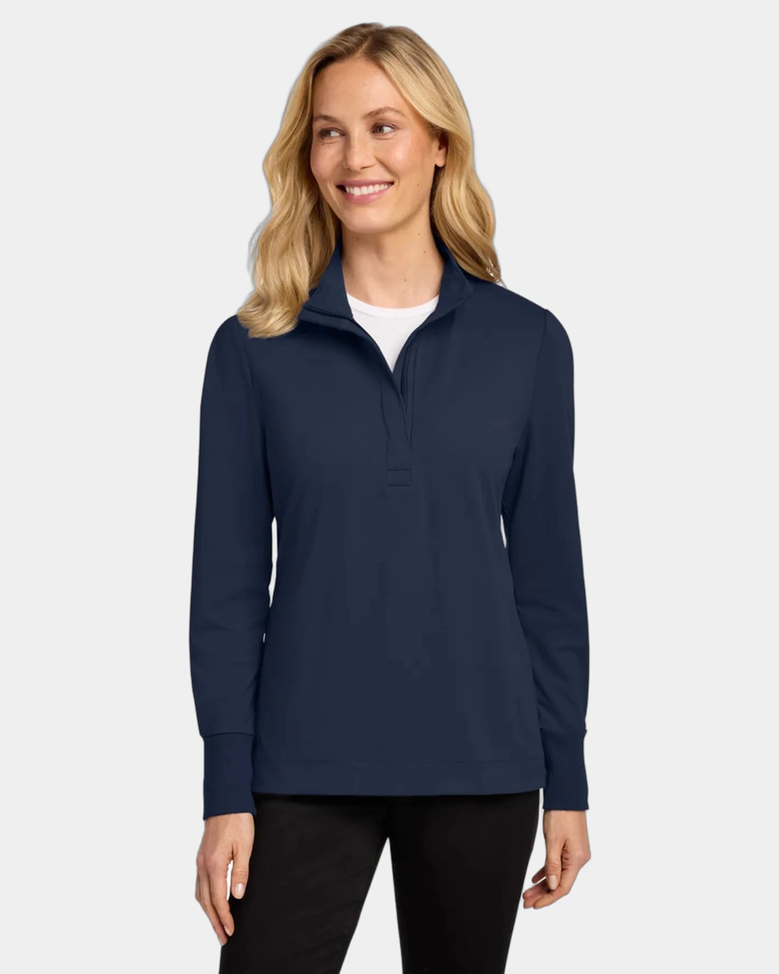 Custom stretch cotton Port Authority Fairway 1/4-zip - River Blue Navy